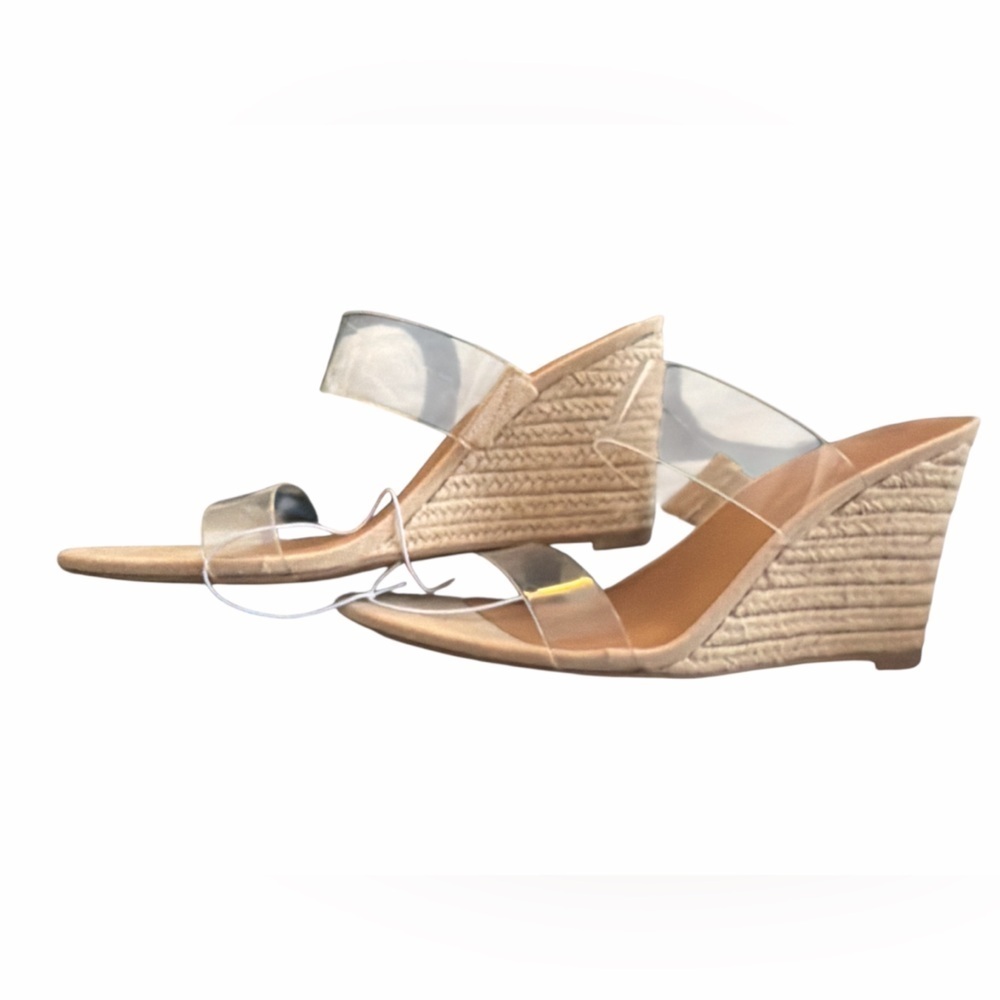 A New Day Ansel Double Band Open Toe Wedge Heels with Memory Foam Insole NWT